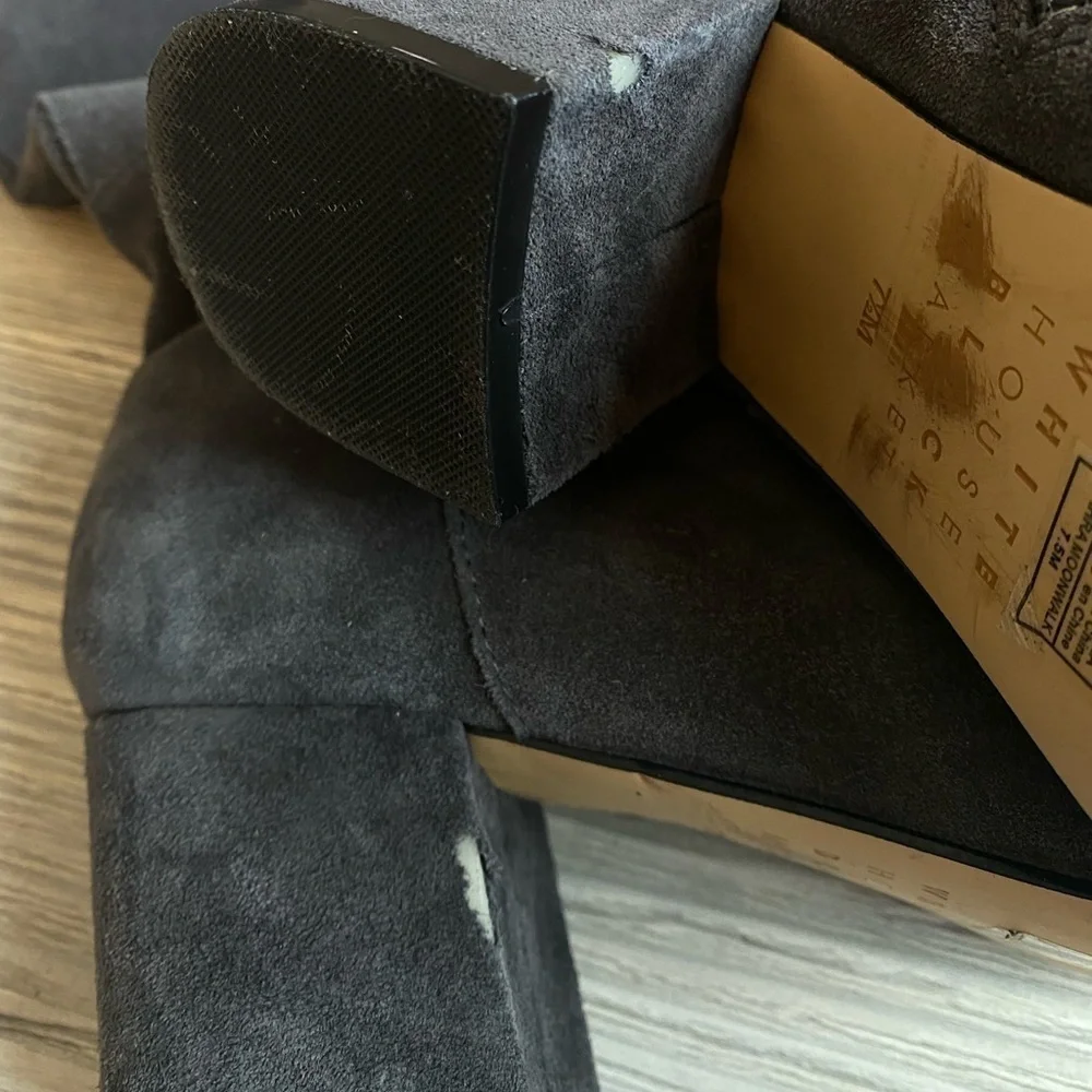 WHBM Zahra Moonwalk Leather suede over the knee grey boot inside zipper size 7.5